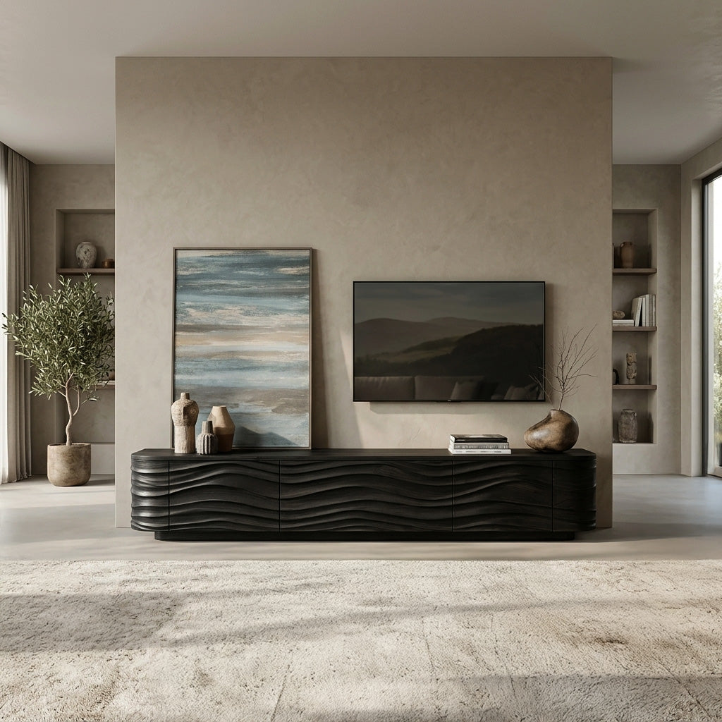 Contemporary Low Wood TV Stand For Media Room