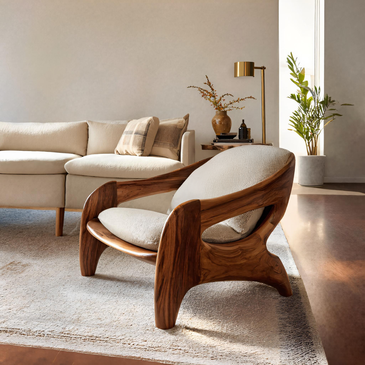 Modern Sculptural Accent Chair For Reading Corner