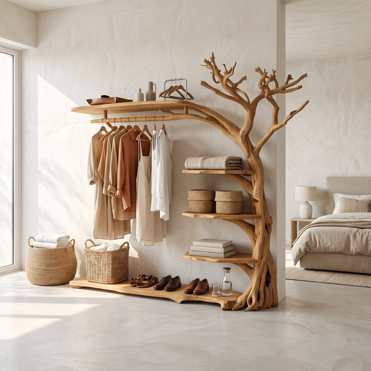 Rustic Coat Rack Shoe Shelf Entryway