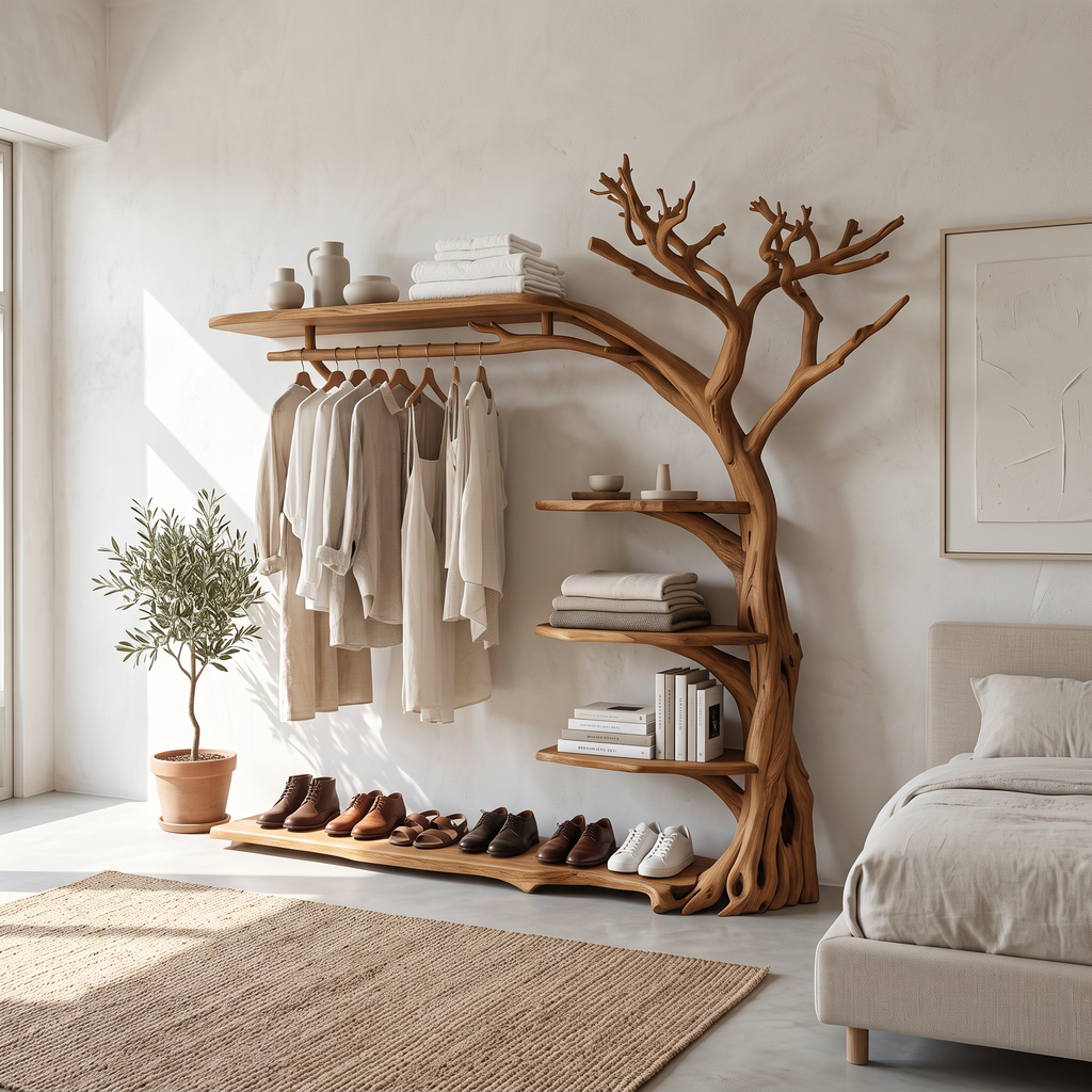 Rustic Coat Rack Shoe Shelf Entryway