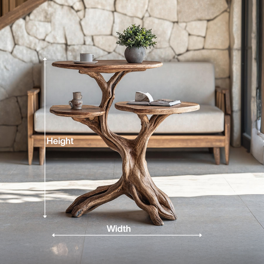 Farmhouse Solid Wood End Table For Living Room Space