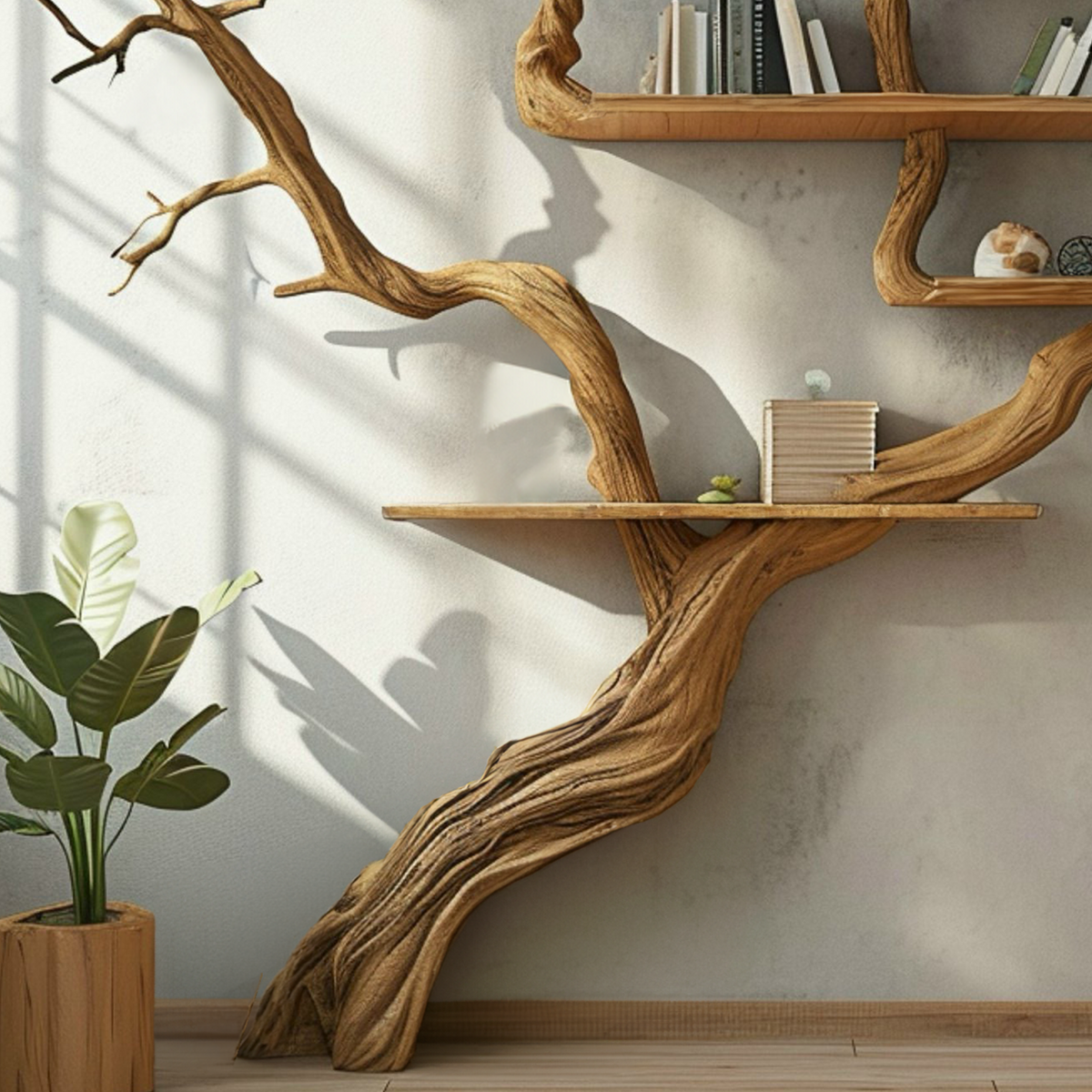 Tree Branch Shelf Wall Mount Bookshelf